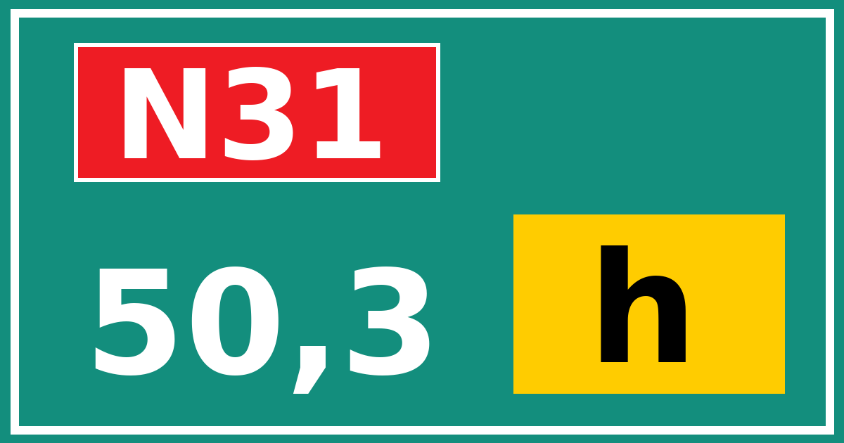 Hectometerbord N31 50,3 letter h
