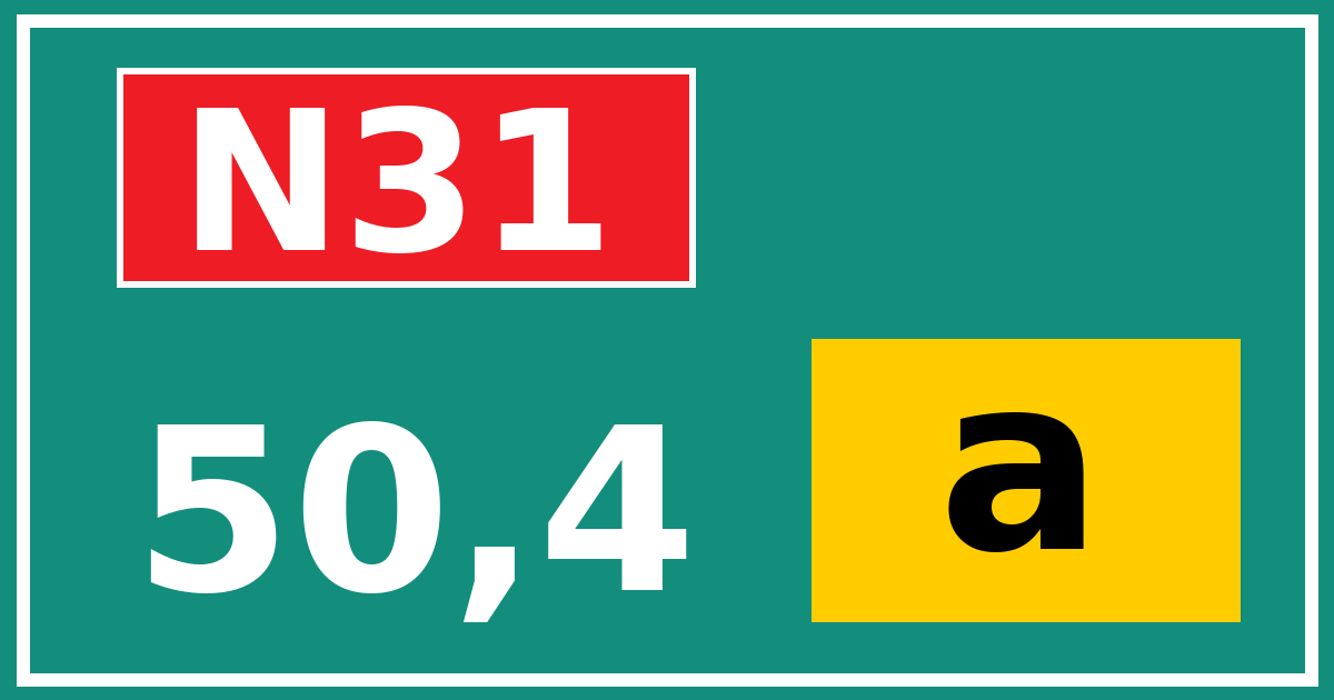 Hectometerbord N31 50,4 letter a