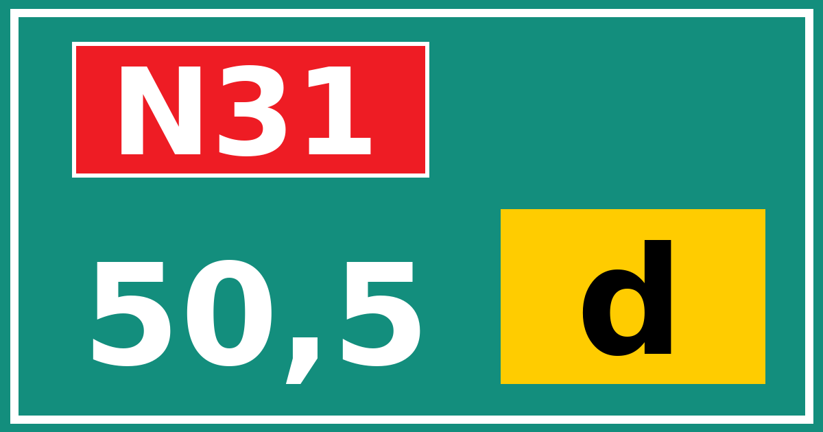 Hectometerbord N31 50,5 letter d