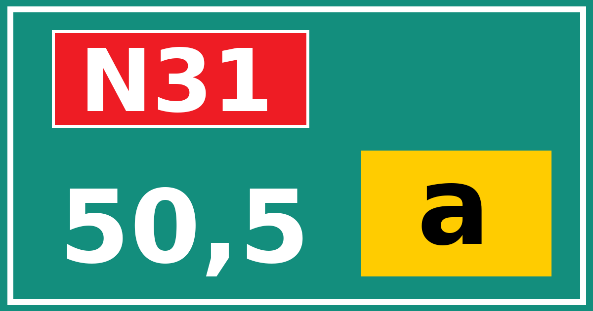 Hectometerbord N31 50,5 letter a