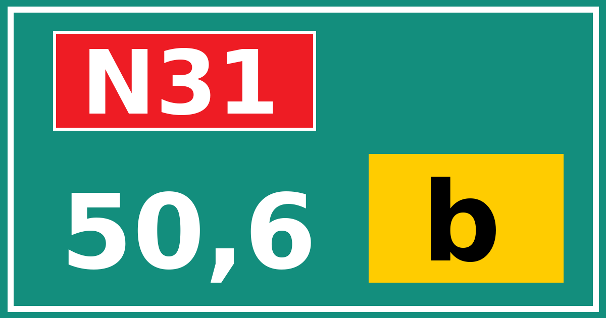 Hectometerbord N31 50,6 letter b