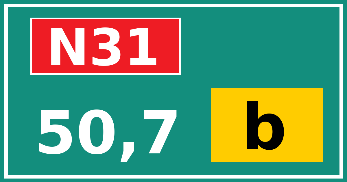 Hectometerbord N31 50,7 letter b