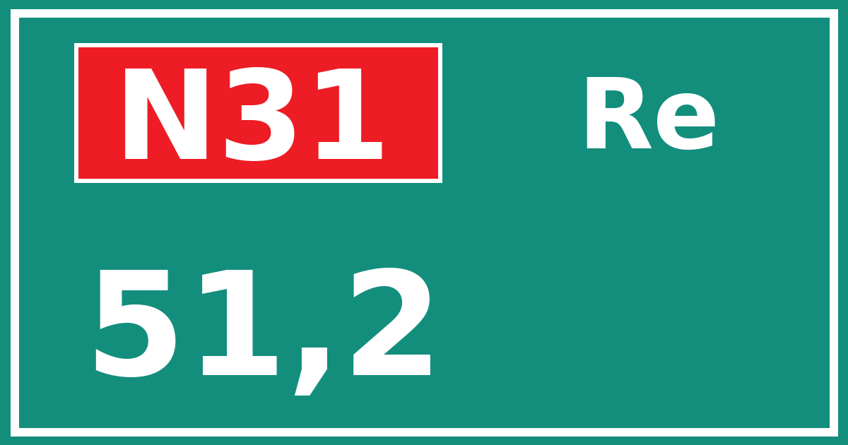 Hectometerbord N31 51,2 zijde Re