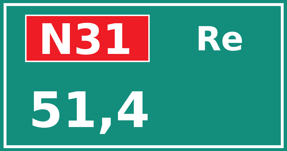 Hectometerbord N31 51,4 zijde Re