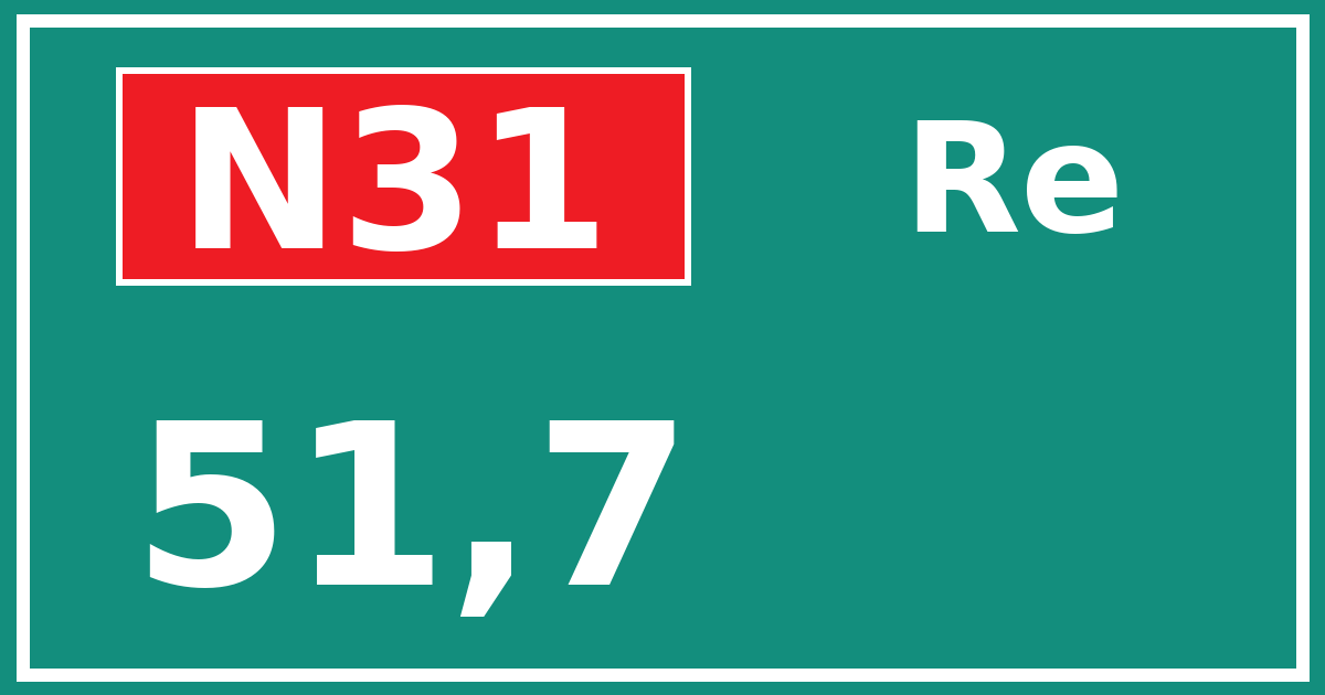Hectometerbord N31 51,7 zijde Re