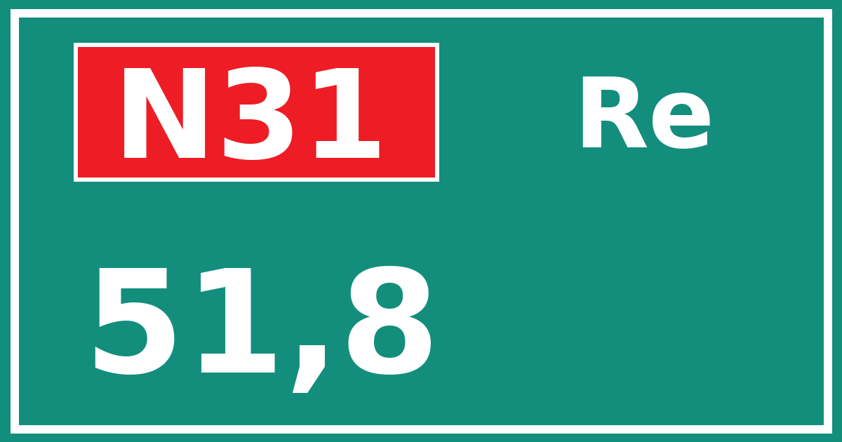 Hectometerbord N31 51,8 zijde Re