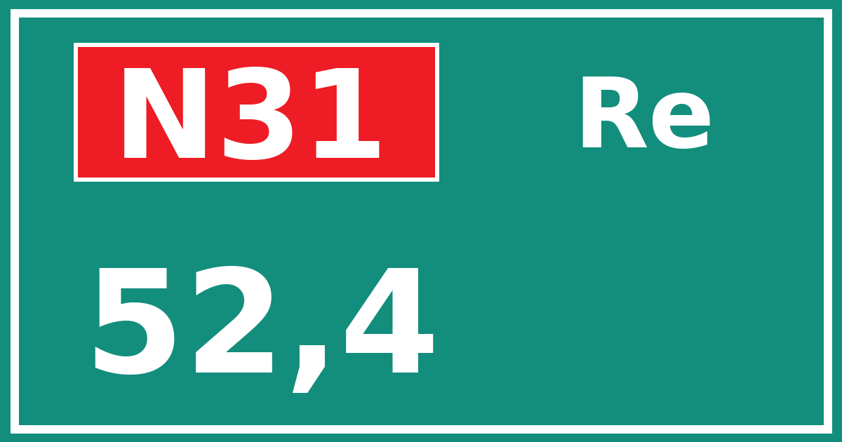 Hectometerbord N31 52,4 zijde Re