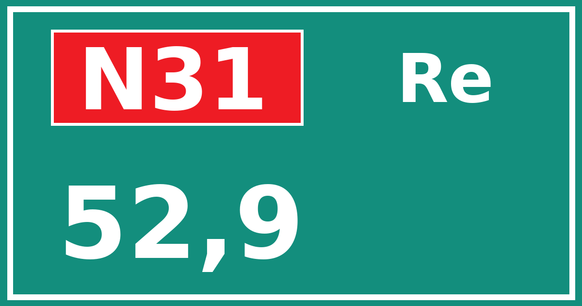 Hectometerbord N31 52,9 zijde Re