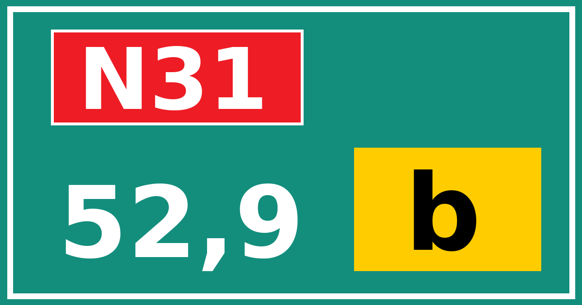 Hectometerbord N31 52,9 letter b