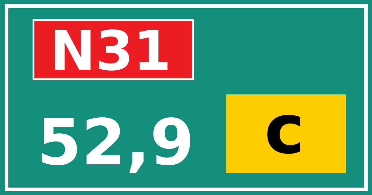 Hectometerbord N31 52,9 letter c