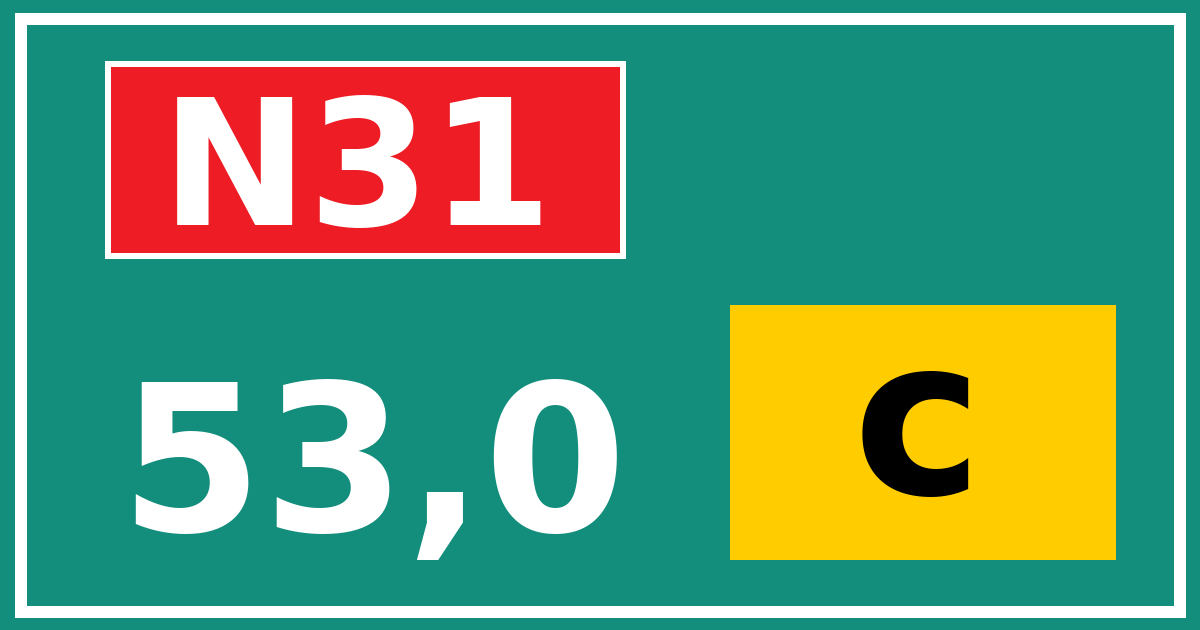 Hectometerbord N31 53,0 letter c