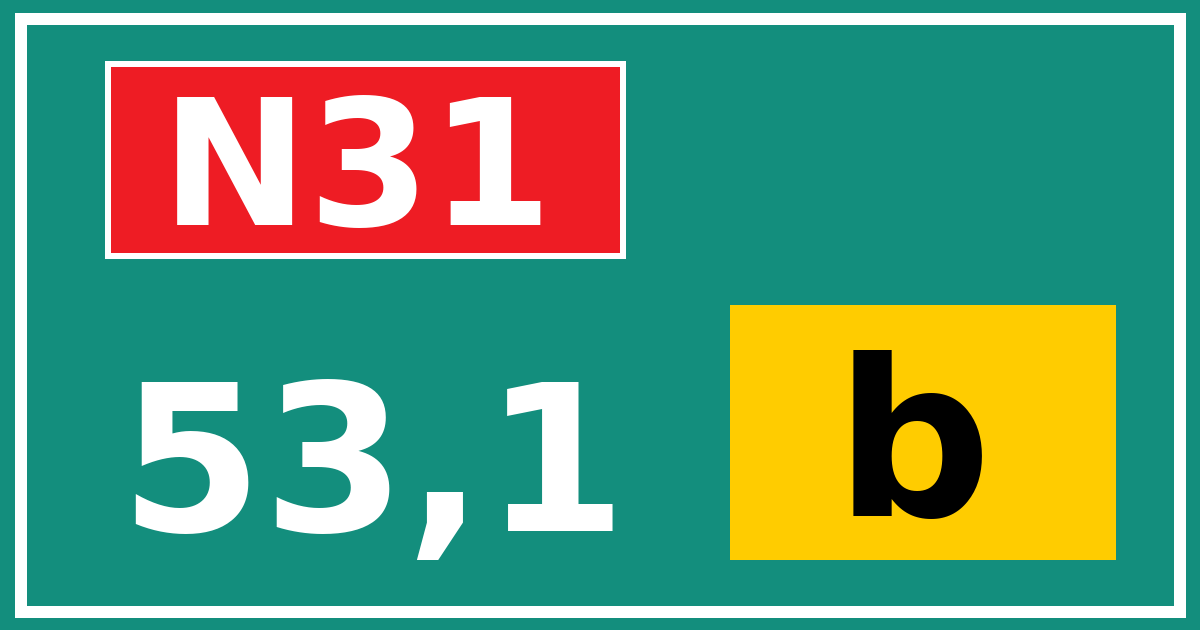 Hectometerbord N31 53,1 letter b