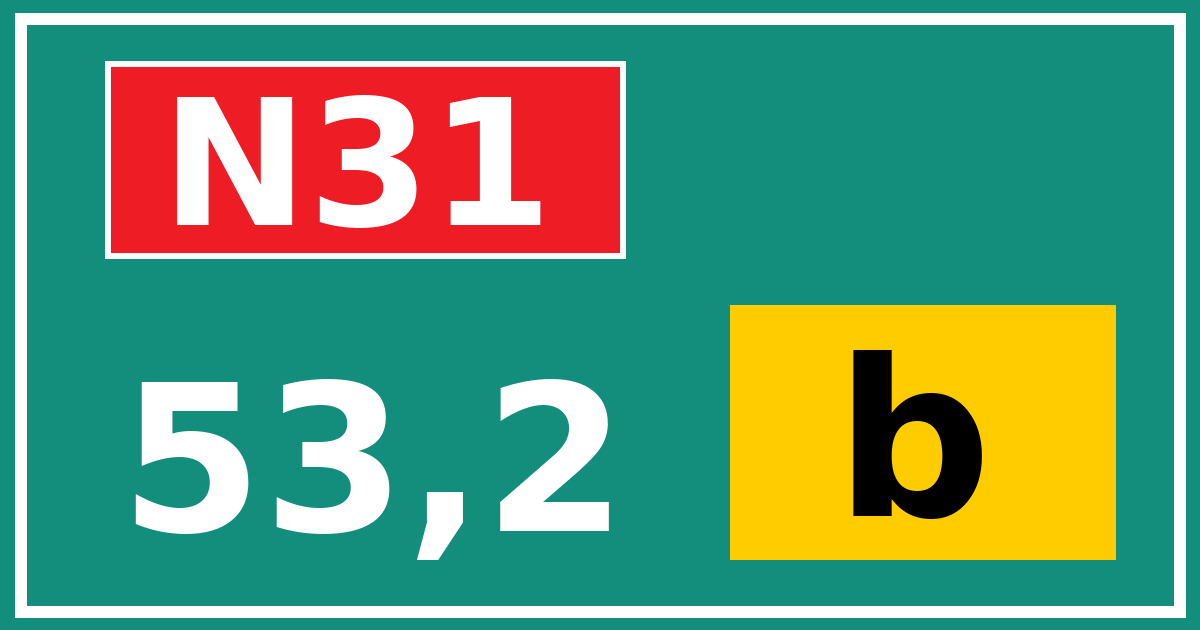 Hectometerbord N31 53,2 letter b