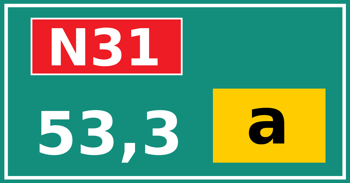 Hectometerbord N31 53,3 letter a