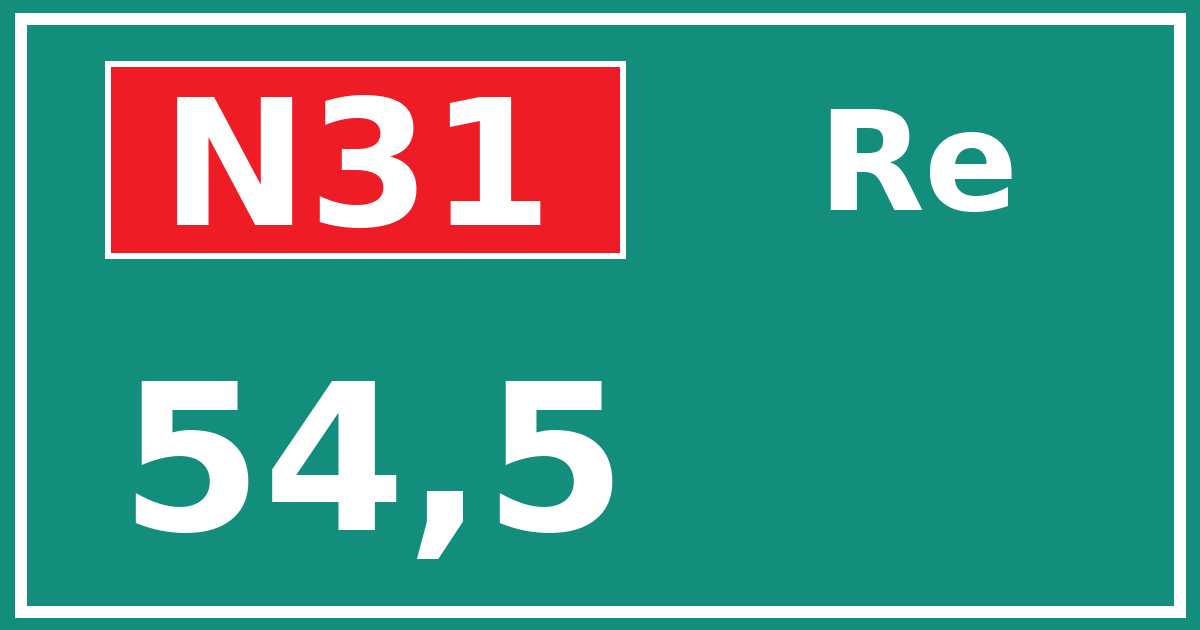 Hectometerbord N31 54,5 zijde Re