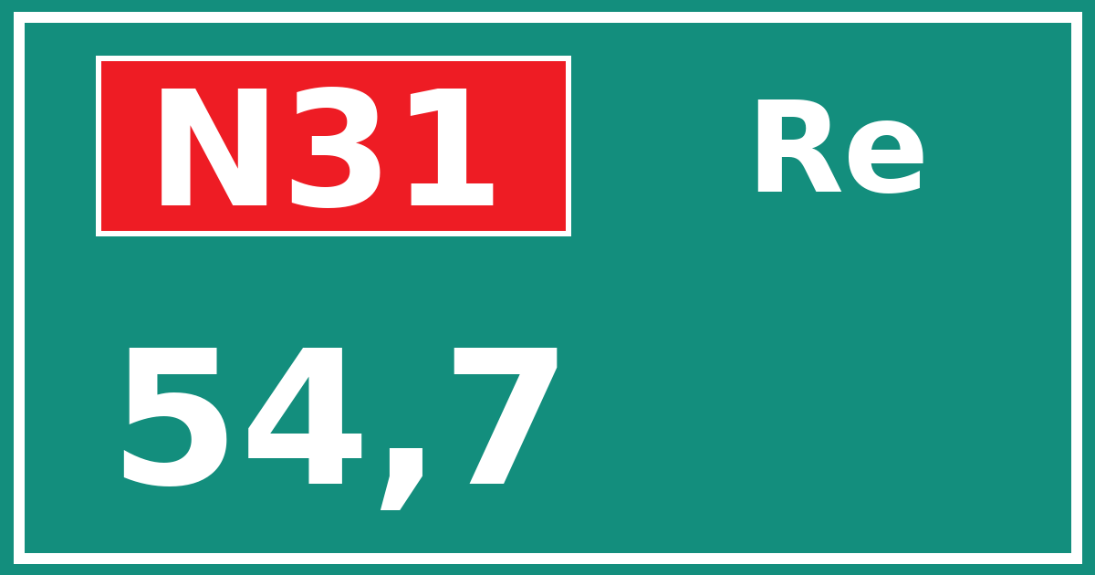 Hectometerbord N31 54,7 zijde Re