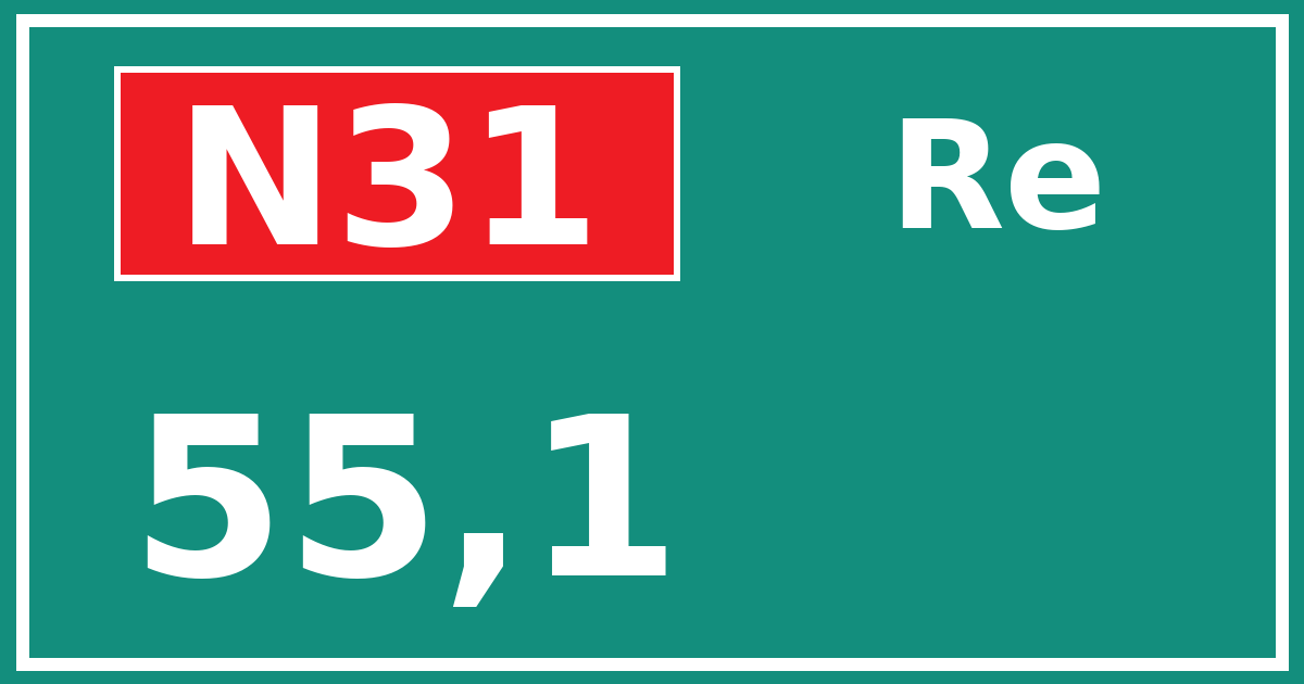 Hectometerbord N31 55,1 zijde Re