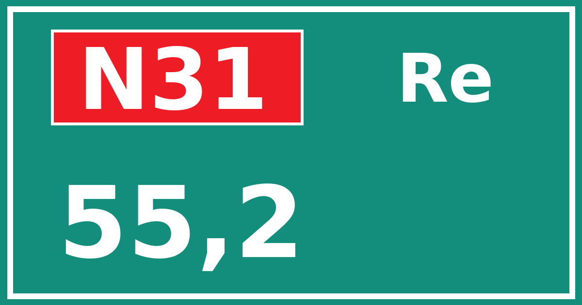 Hectometerbord N31 55,2 zijde Re