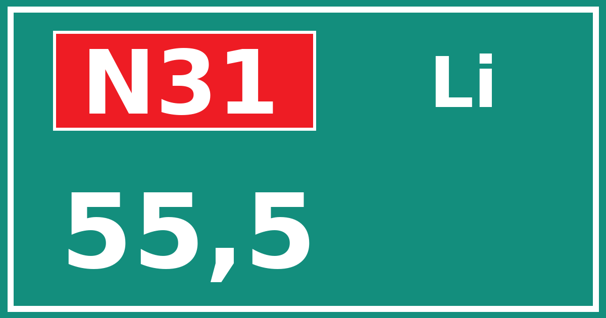 Hectometerbord N31 55,5 zijde Li