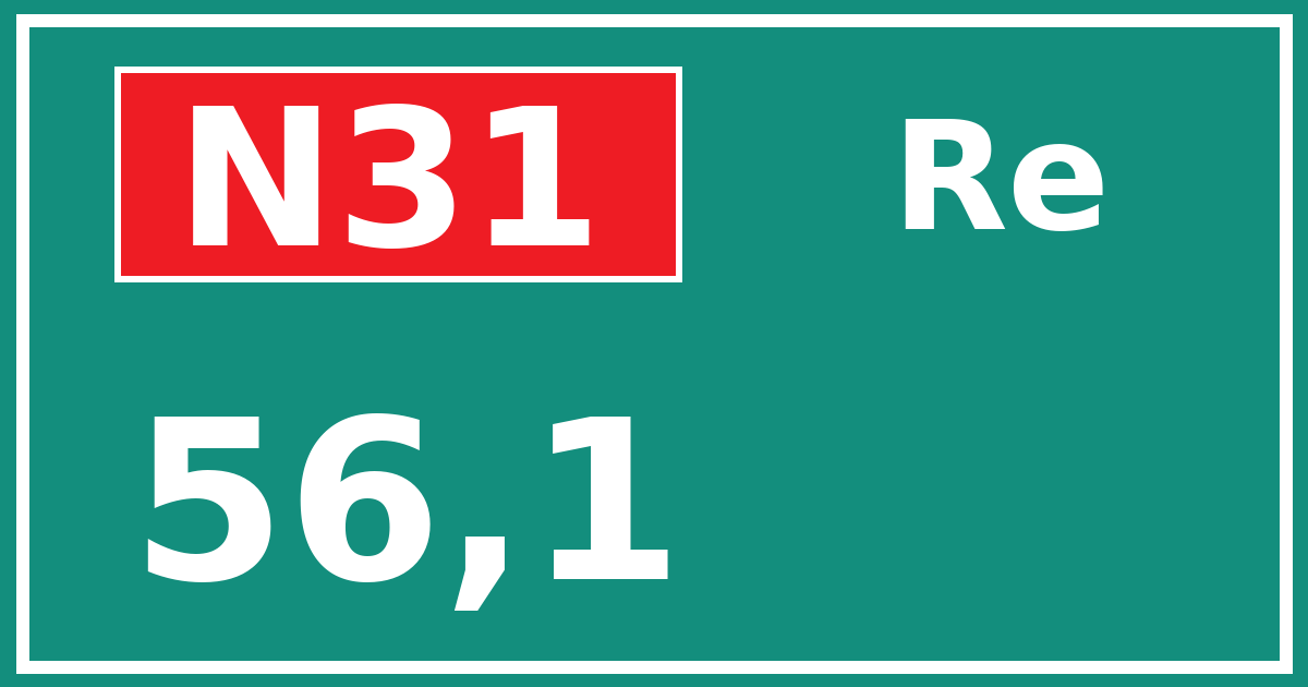 Hectometerbord N31 56,1 zijde Re