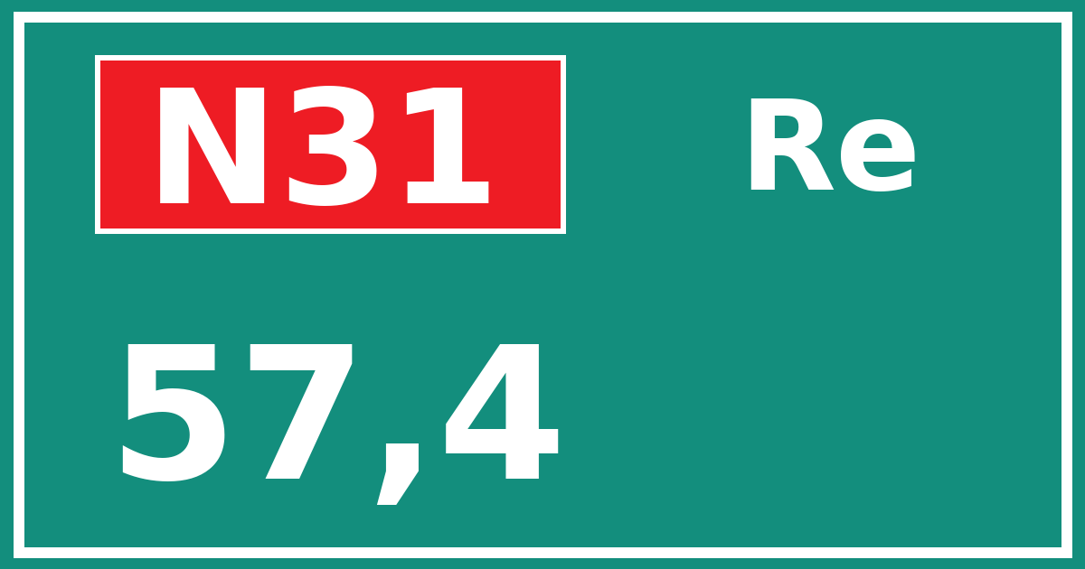 Hectometerbord N31 57,4 zijde Re