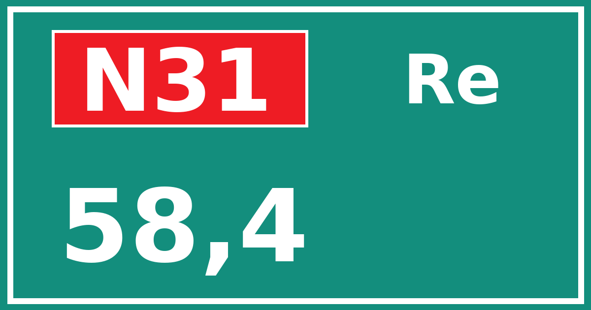 Hectometerbord N31 58,4 zijde Re