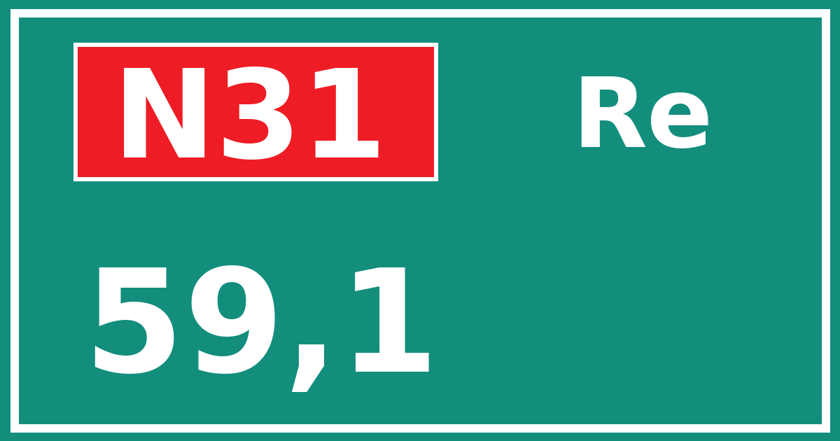 Hectometerbord N31 59,1 zijde Re