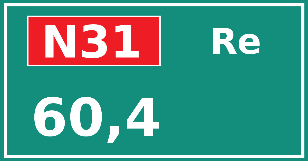 Hectometerbord N31 60,4 zijde Re