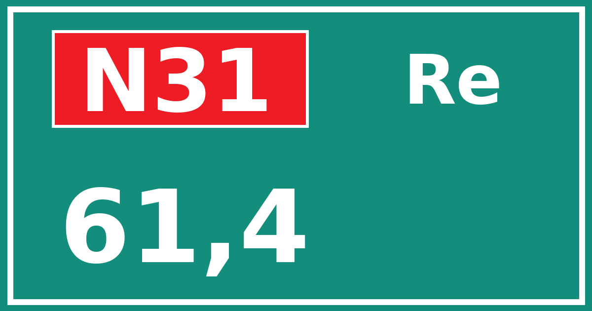 Hectometerbord N31 61,4 zijde Re
