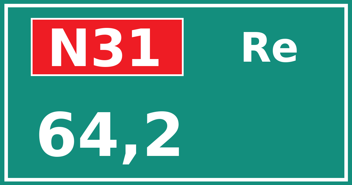 Hectometerbord N31 64,2 zijde Re