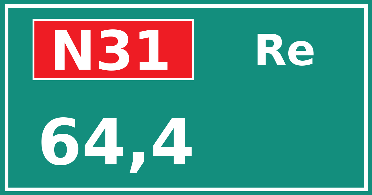 Hectometerbord N31 64,4 zijde Re