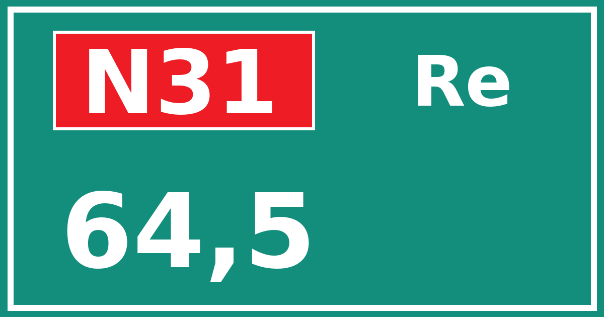 Hectometerbord N31 64,5 zijde Re