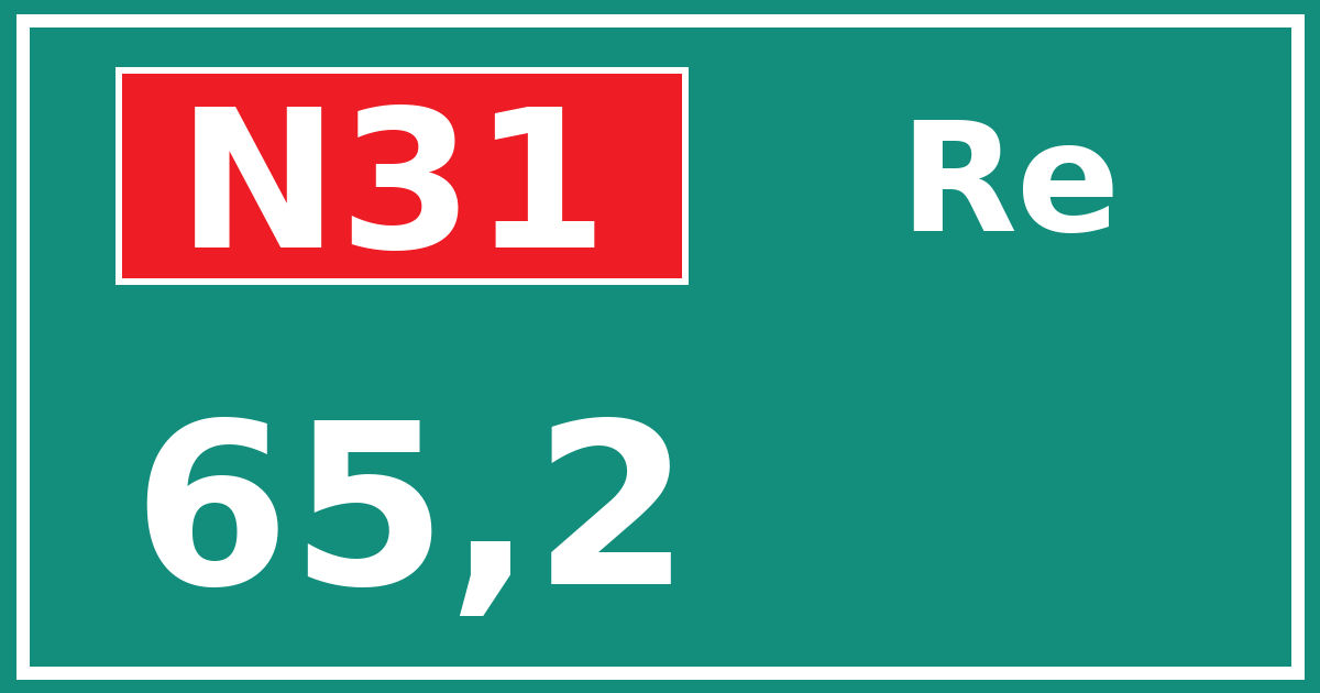 Hectometerbord N31 65,2 zijde Re