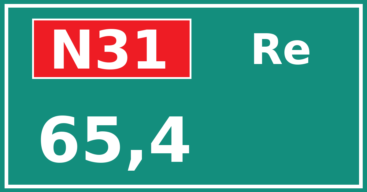 Hectometerbord N31 65,4 zijde Re