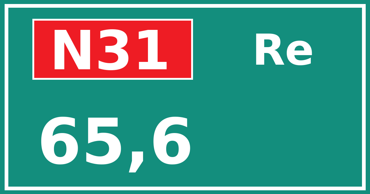Hectometerbord N31 65,6 zijde Re