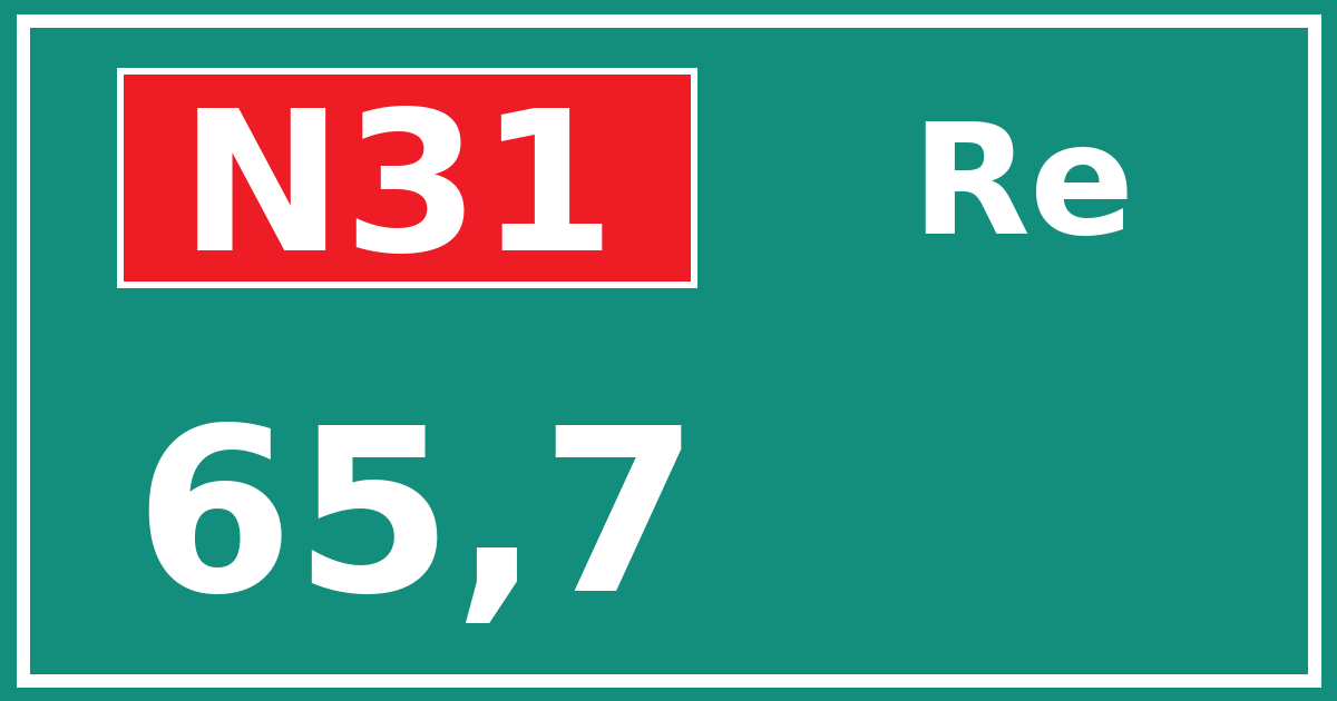 Hectometerbord N31 65,7 zijde Re