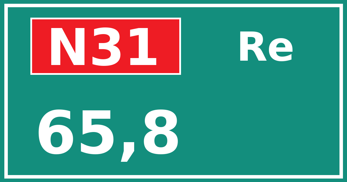 Hectometerbord N31 65,8 zijde Re