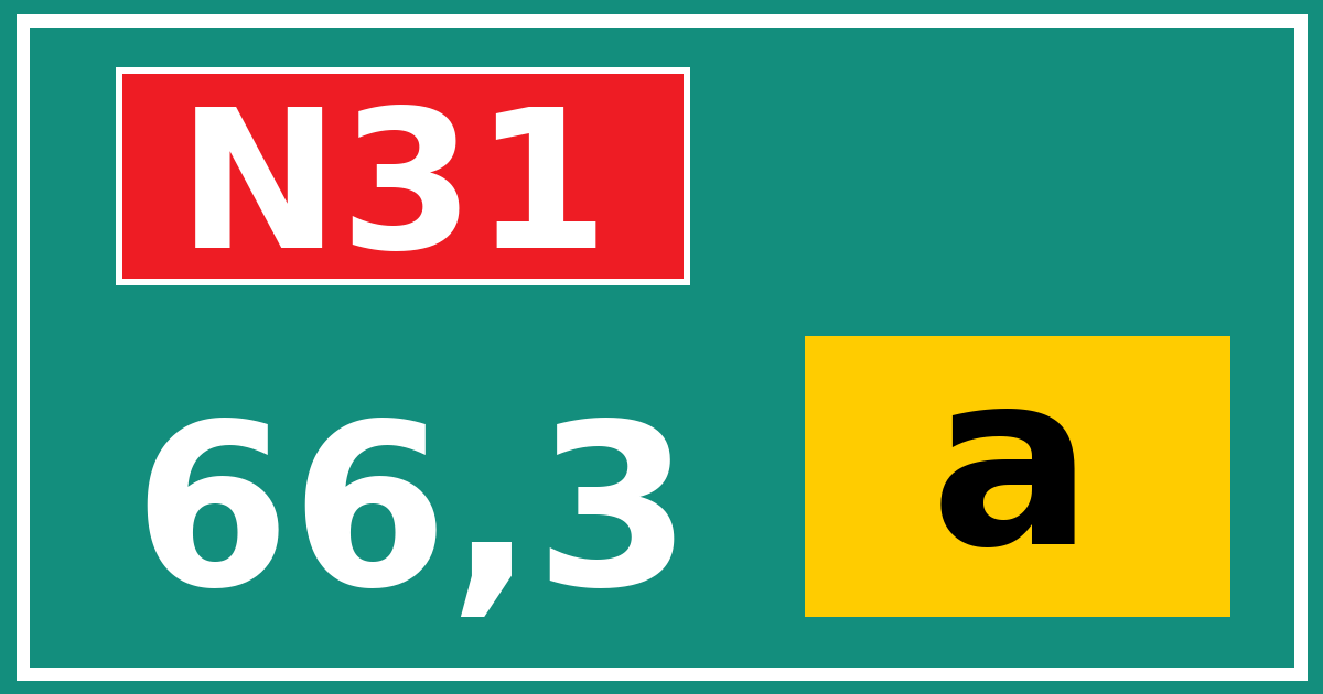 Hectometerbord N31 66,3 letter a