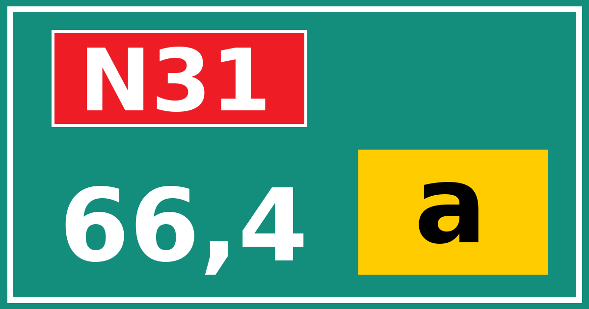 Hectometerbord N31 66,4 letter a