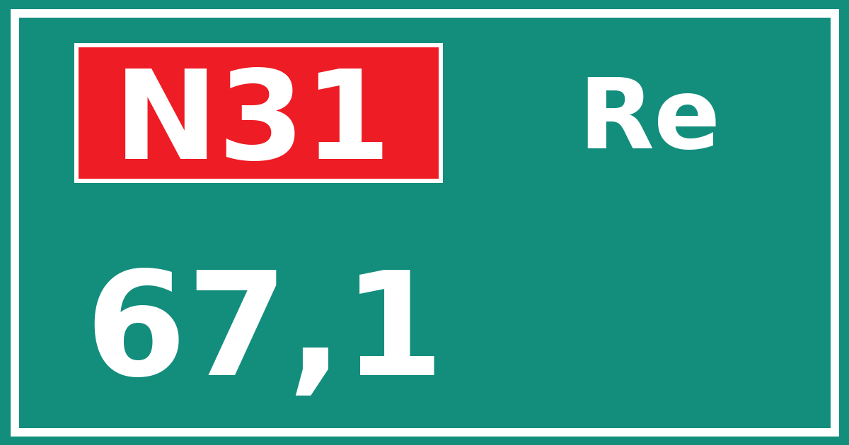 Hectometerbord N31 67,1 zijde Re