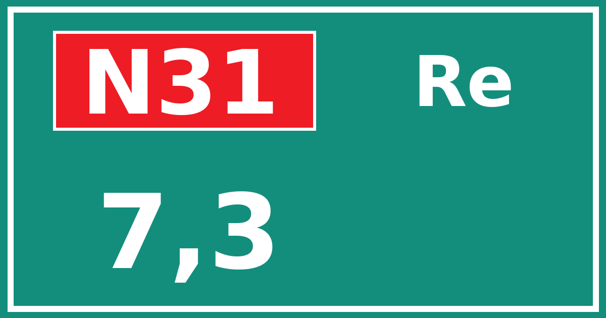 Hectometerbord N31 7,3 zijde Re