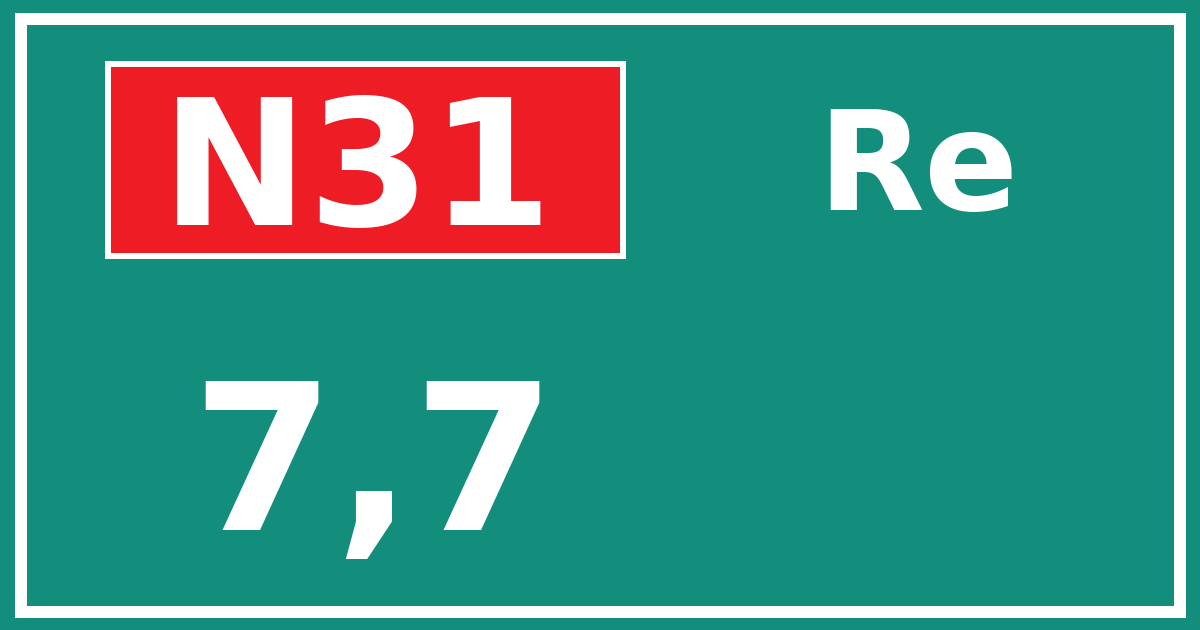 Hectometerbord N31 7,7 zijde Re
