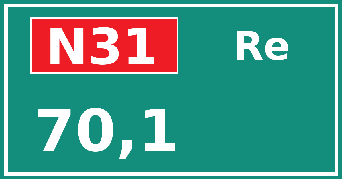 Hectometerbord N31 70,1 zijde Re