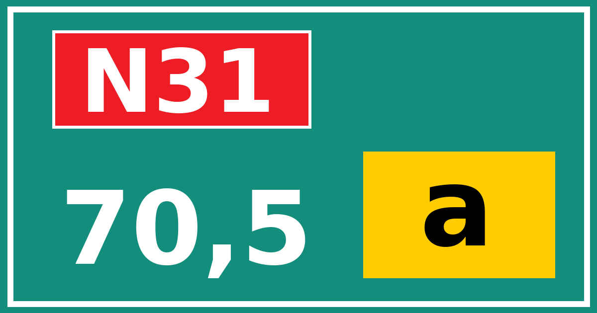 Hectometerbord N31 70,5 letter a