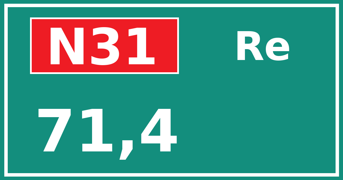 Hectometerbord N31 71,4 zijde Re