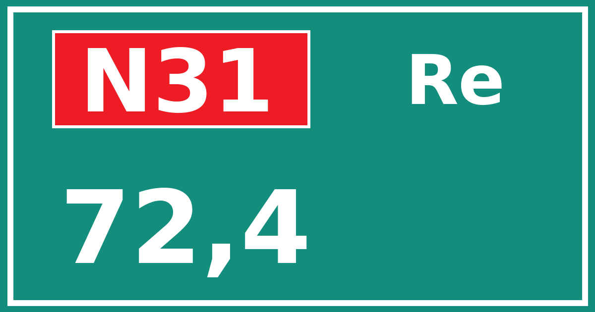 Hectometerbord N31 72,4 zijde Re