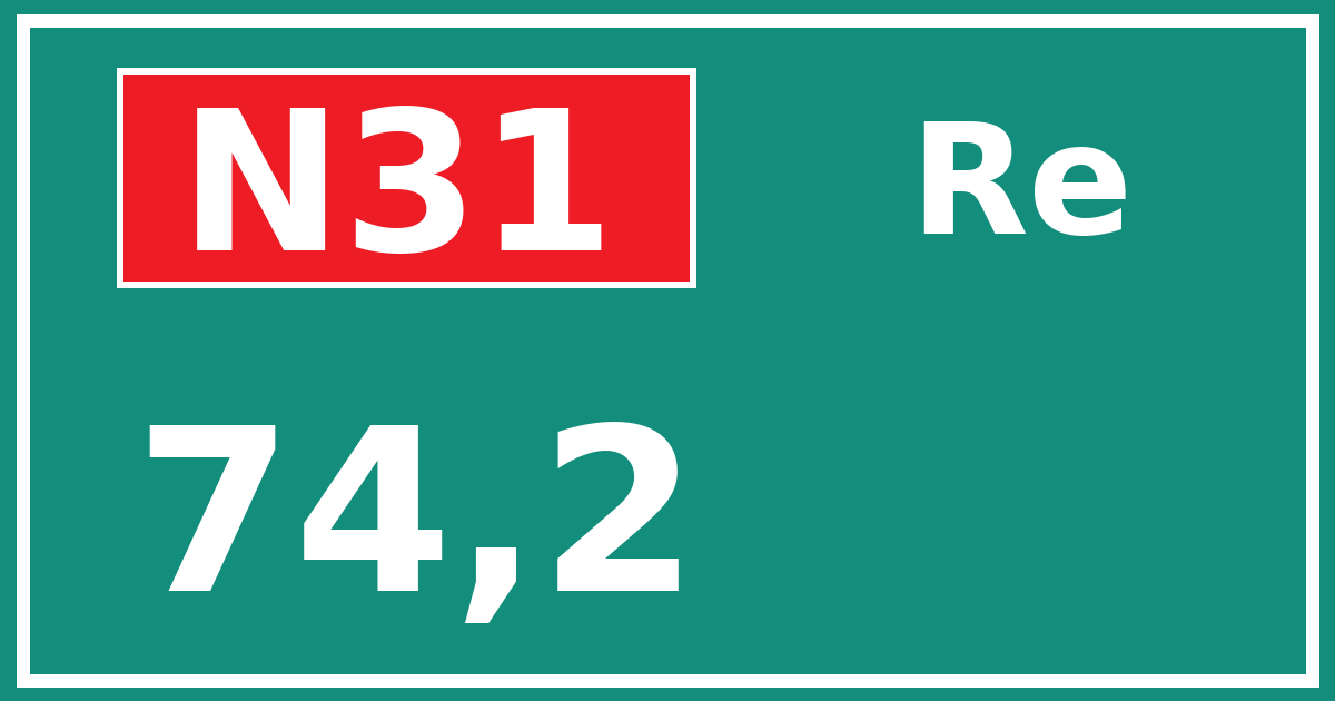 Hectometerbord N31 74,2 zijde Re