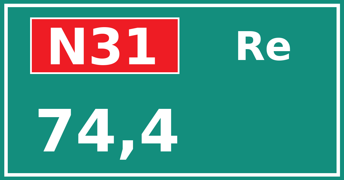Hectometerbord N31 74,4 zijde Re