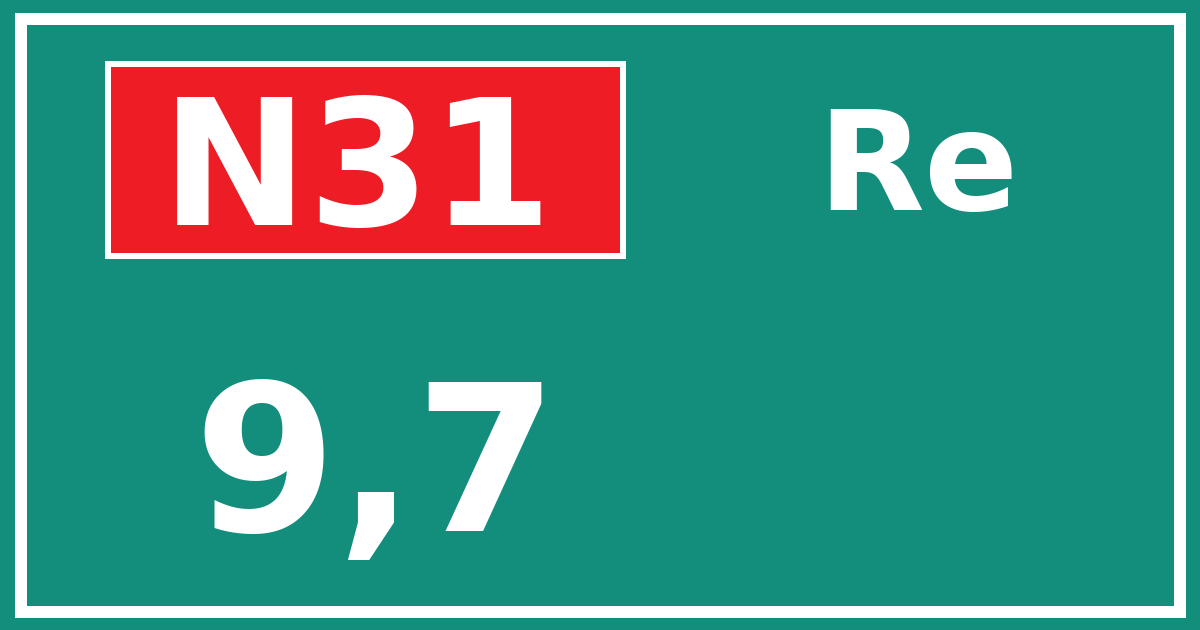 Hectometerbord N31 9,7 zijde Re