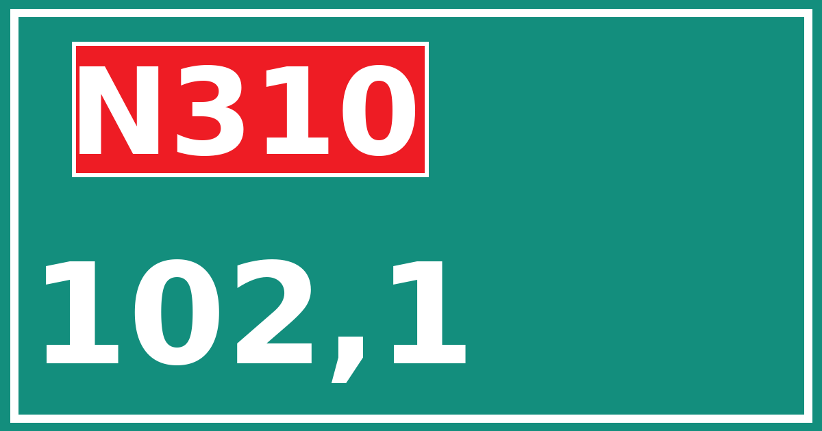 Hectometerbord N310 102,1